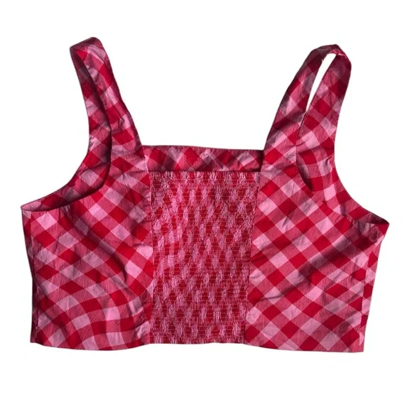 Scoop Skirt Crop Top Set Pink Red Checkered Picnic Summer XL - Picture 6 of 14